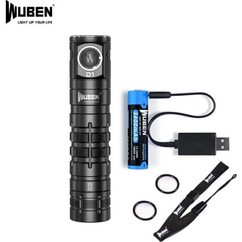 WUBEN D1 Super Flood Light Max 1100LM 130M beam distance Outdoor Flashlight with 18650 battery For Hiking Camping Searching