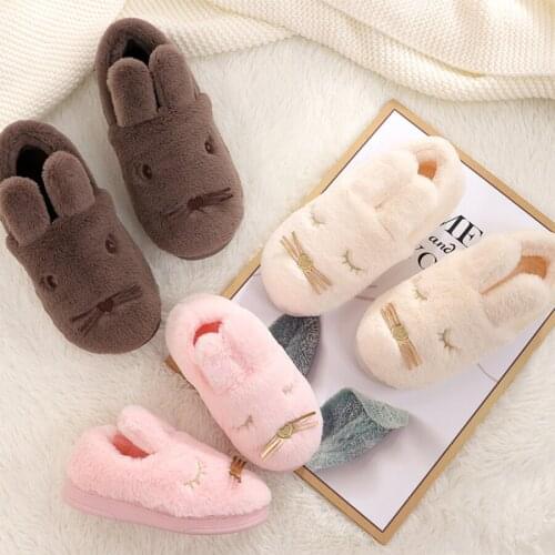 Winter Cute Animal Plush Women Home Slippers Warm Couple Bedroom Slapping Shoes Comfortable Unisex Family Slippers
