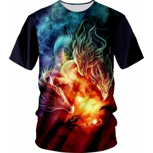 UJWI Galaxy Space T Shirts Men Cool Print Animal Dragon 3D T-shirt Man Hip Hop Short Sleeve Sportwear Outfits Unisex O-neck Tees
