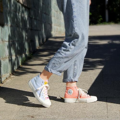 Ultraviolet Color-changing Canvas Shoes 2021 Summer New High-top Student Sneakers Women Wild Hand-painted Korean Casual Shoes