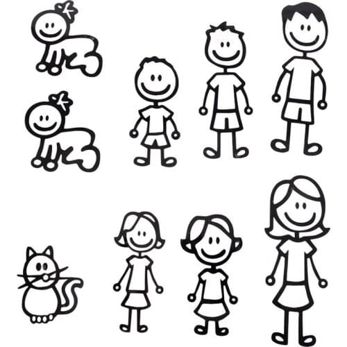 Viny Decal Car Stick Figure DIY Adhesive Window Car Stickers Custom Family Member Waterproof auto sticker