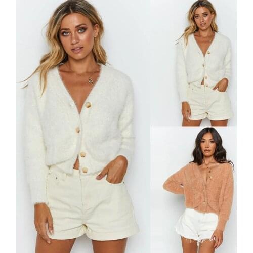 Womens Jacket Coat Female Womens Blouses Women Casual Turn-down V neck Plush Coat Outwear Long Sleeve Cardigan Coat пальто