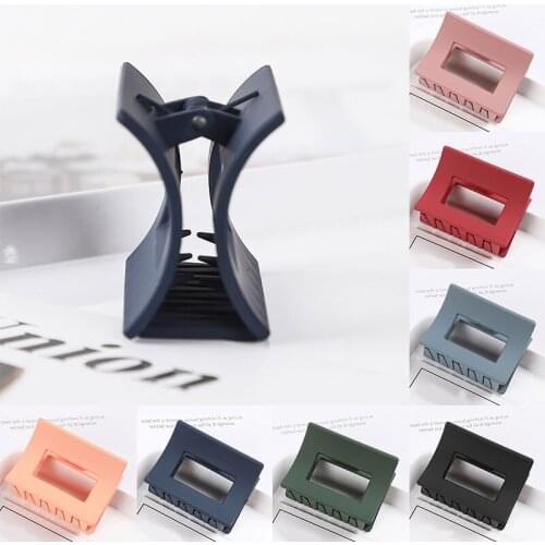 Medium Matte Resin Colorful Hair Claws Geometric Square Hollow Out Ponytail Holde Hair Clips Hair Accessories For Girls Women
