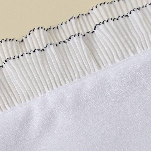 Women Decorative Fake Sleeves Double Layer Pleated White Horn Cuffs Wrist Warmer X7JB