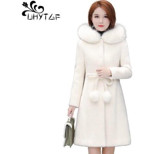 UHYTGF Winter warm jacket women Water velvet coat Thicken Plus size fashion women winter jacket outerwear woolen women coat X740