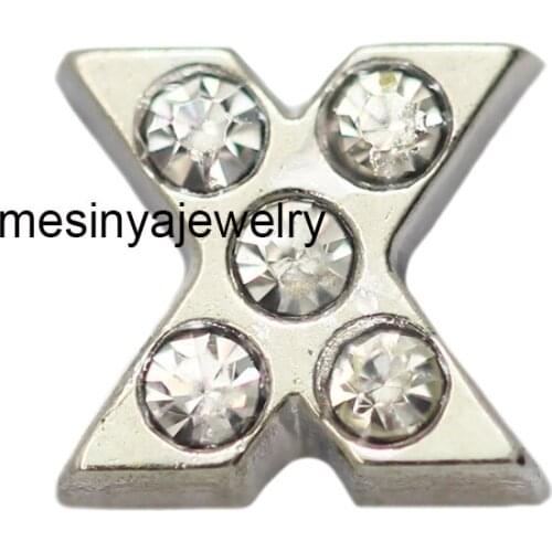 10pcs Letter X With Zircon Crystal Custom Floating Charms For Glass Locket
