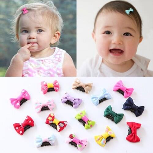 10Pcs/lots Mini Small Bow Hair Clips Candy Color Baby Safety Hair Pins Barrettes for Children Girls Kids Hair Accessories
