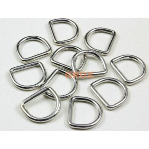 100 Pieces 17mm Nickel Color Welded Metal D Ring Purse Bag Dee Ring