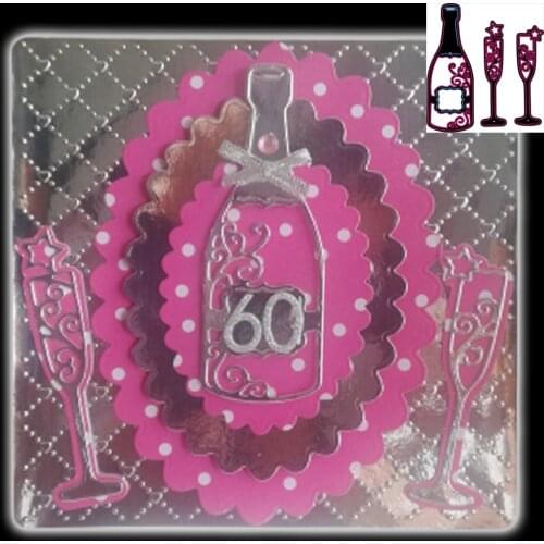 3PCS bottles glasses metal cutting die for wine bottles DIY scrapbook photo album relief card cutting die