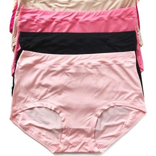 3pcs/set Women Panties solid color Fattening Large Triangle Underpants Mother Middle Aged Underwear high-rise 4/5XL