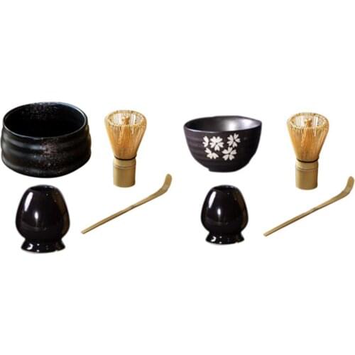 4Pcs/Set Traditional Matcha Giftset Bamboo Matcha Whisk Scoop Ceremic Matcha Bowl Whisk Holder Japanese Tea Sets