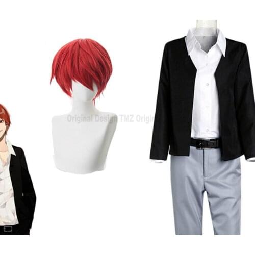 Anime Assassination Classroom Akabane Karma Short Wig Cosplay Costume Hair Party Men Cosplay Wigs Suit Coat 5PICS