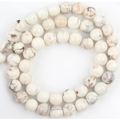 Natural Stone White Mongolia Howlite Turquoises Smooth Gem Loose Spacer Beads For Jewelry Making 4/6/8/10/12mm Diy Bracelet 15"