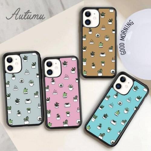 Cutie Cacti Phone Case for iPhone 11 12 Pro Max mini X XR XS SE 2020 5 6S 7 8 Plus Samsung Galaxy S8 S9 S10 Cover shell