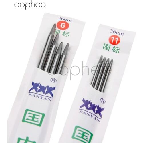 Dophee 44pcs Stainless Steel Straight Double Pointed Knitting Needles Set DIY Craft Sewing Needles Tools High Quality 36cm