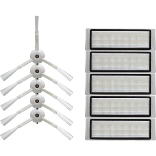5PCS hepa filter+5PCS side brush Suitable for Xiaomi Mi Robot Roborock S50 S51 Vacuum Cleaner parts accessories