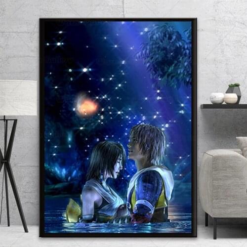 Final Fantasy X Tidus and Yuna Art Canvas Paintings for Living Room Prints Posters Wall Art Home Decoration Frame