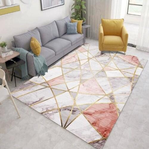 Ins Art Modern Nordic Carpets For Large Living Room Geometric Pattern Big Rugs Polyster Carpet Soft Velvet Fabric Entrance Mat