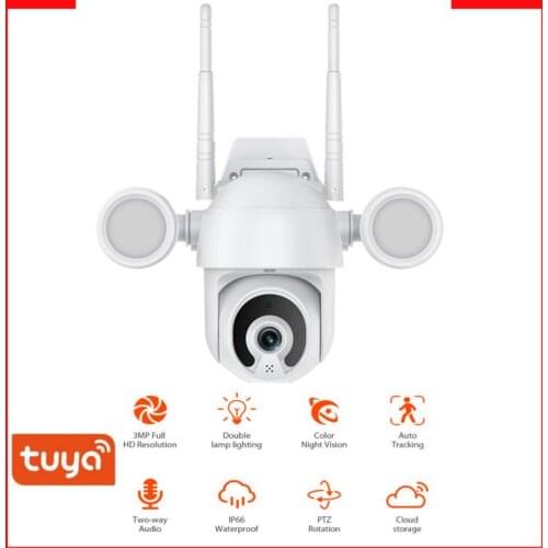 Tuya 3MP WiFi PTZ IP Courtyard Camera Hemispherical Wireless Human Detect Security Cam 1080P Night Vision Surveillance Cameras