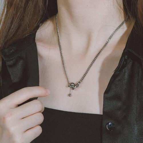 Simple Stainless Steel Mixed Linked Circle Necklaces For Women Minimalist Choker Necklace Collier Femme Collar Drop Shipping