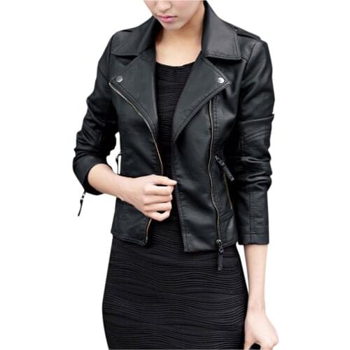 2021 Fashion Autumn Casual Jacket Trendy Women Leather Zipper Jacket Slim Biker Motorcycle Coat Punk Outwear jaqueta feminina