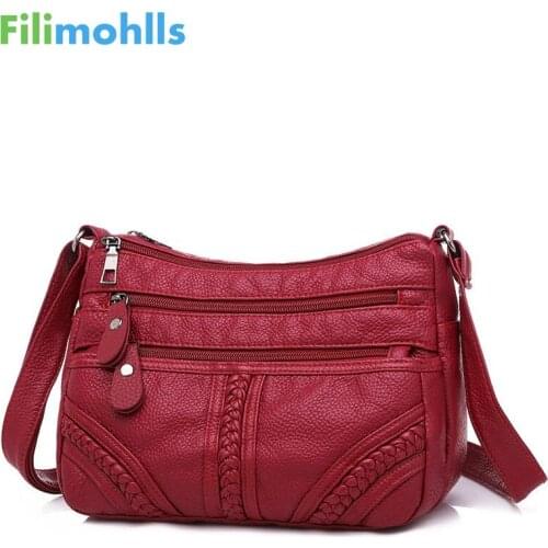 Fashion Women Bag Pu Soft Leather Shoulder Bag Multi-layer Crossbody Bag Quality Small Bag Brand Red Handbag Purse S1963