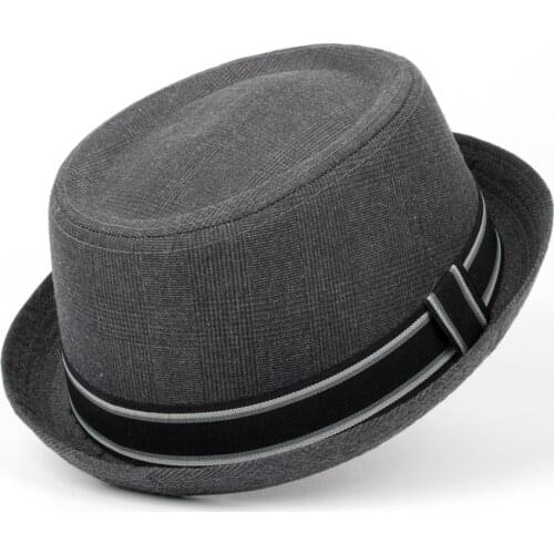 Men Fedora Hat Flat Pork Pie Hat For Gentleman Dad Bowler Porkpie Jazz Hat Big Size S M L XL