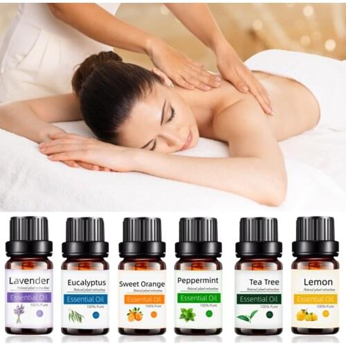 6pcs Lavender Essential Oil Set Natural Plant Aroma Oil body massage oil lavender tea tree lemon orange eucalyptus mint Oil