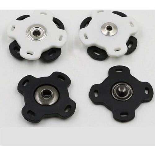 Wholesale 90sets/lot Nylon plastic sew on press button 6 hole square snap button fasteners Black/White free shipping SF-025