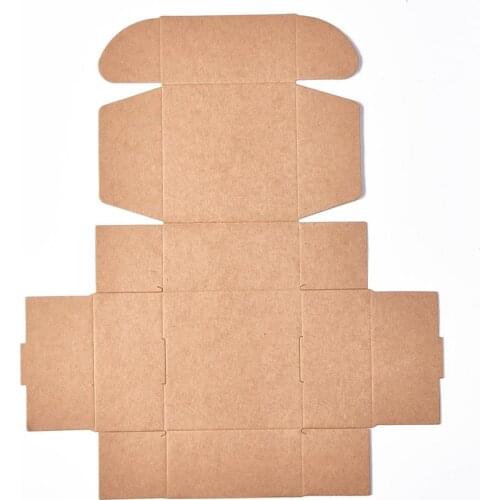 100Pcs Kraft Paper Gift Box Folding Boxes For Jewelry Storage Gift Packaging 28x24.4x0.04cm; finished product: 8x8x4cm