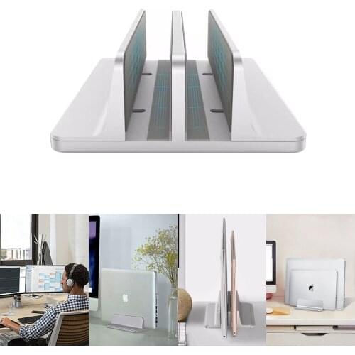 Double storage vertical books computer laptop aluminum bracket base desktop double bracket stand for ipad tablet LN