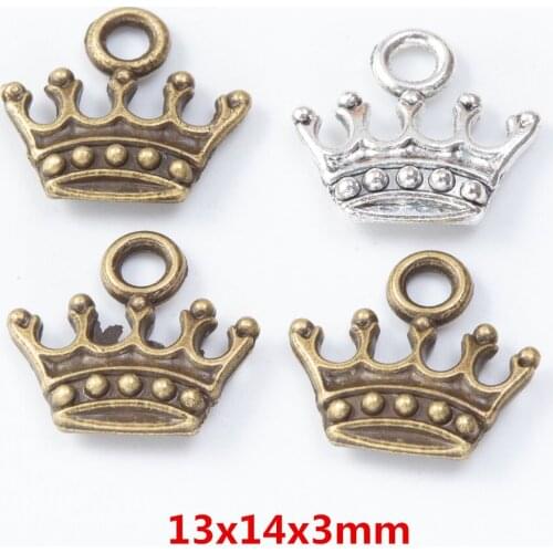 70 pieces of retro metal zinc alloy Crown pendant for DIY handmade jewelry necklace making 7649