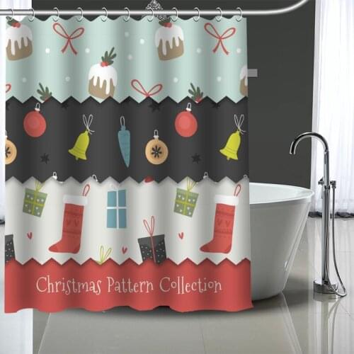 Custom Cartoon christmas elements Fabric Modern Shower Curtain bathroom beautiful Curtains Bath decor Polyester Cloth Waterproof