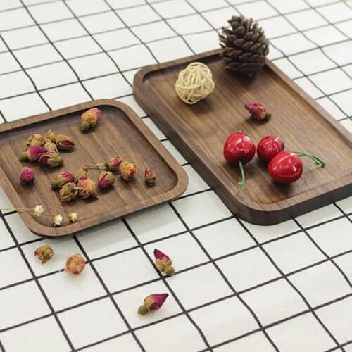 Rectangle Wooden Tea Tray Serving Table Plate Snacks Food Storage Dish for Bread Trays with Juice Grooves & Carrying