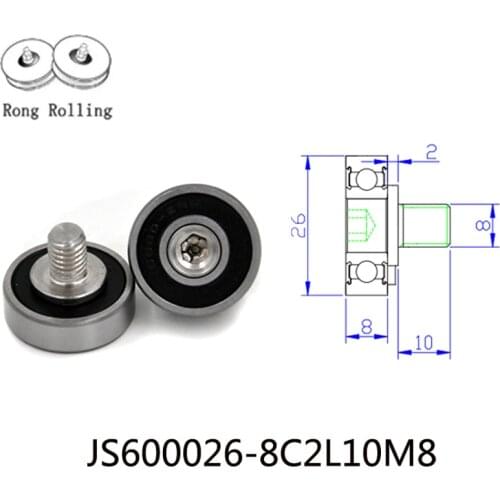 With M8x10 screw sliding 6000zz bearing diameter 26mm,thickness 8mm, furniture rollers,Equipment pulleys, support pulleys