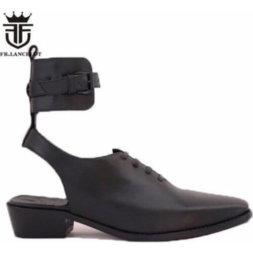 New Summer personalized cowhide leather gladiator banquet dress sandals shoes exclusive customized pointed toe sandals