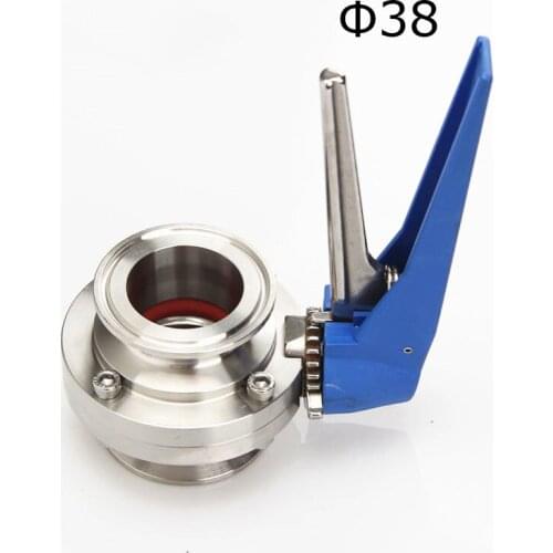 Sanitary Butterfly Valve Fit 38mm 1-1/2" Pipe OD x 1.5" Tri Clamp Squeeze Trigger Flow Control Valve Stainless Steel 304