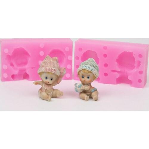 WD025 High quality Silicone mold 3D baby boy & girl shape handmade Resin clay plaster decoration mould diy fondant cake tools