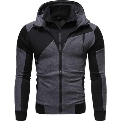 Mens Sportswear Tracksuits Patchwork Zipper Cardigan Clothes Hoodies Male Streetswear Coat Fashion Casual Jackets