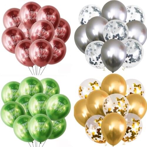 10pcs happy birthday party balloons Metallic latex confetti balloon for birthday party decorations kids adult ballon baby shower