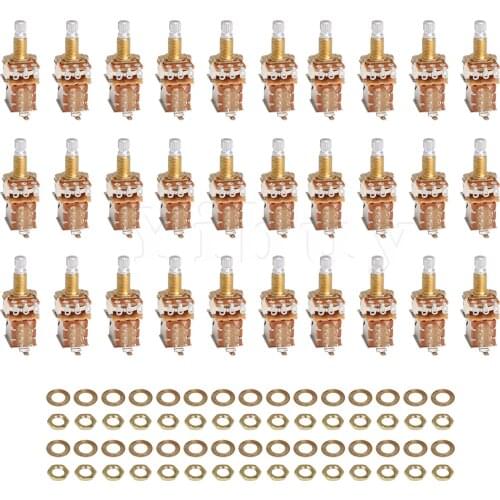 Yibuy 30PCS B500k Guitar Control Push Pull Potentiometer 18mm Coarse Knurling Shaft
