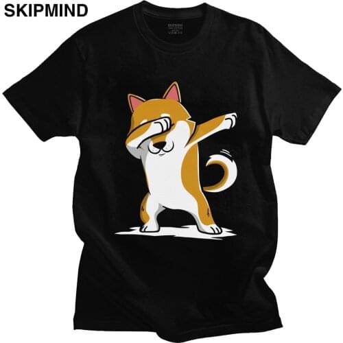 Funny Shiba Inu Dabbing T Shirt Men Short Sleeve Japanese Dog Lover Gift T-shirt Casual Tshirt 100% Cotton Slim Fit Tee Top Gift