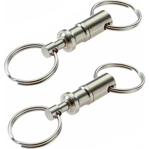 1 PC Dual Key Ring Snap Lock Holder Detachable Pull-Apart Key Rings Keychains