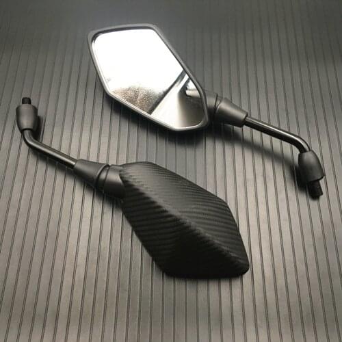2Pcs/Pair Motorcycle Mirror Scooter E-Bike Rearview Mirrors Electrombile Back Side Convex Mirror 8mm 10mm Black Carbon Fiber