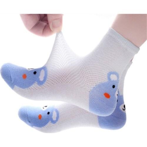 20pcs=10pair Baby Cartoon Bear Socks Boys And Girls Middle Mesh Thin Spring Summer For 1-8 Year Suitable Children Socks