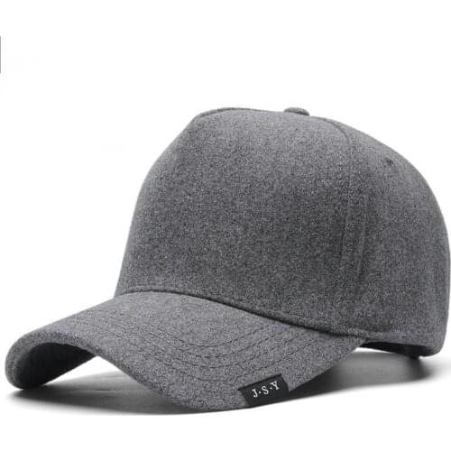 2021 Winter Dad Big Size Felt Baseball Cap Adult High Top Sport Hat Men Outdoor Warm Wool Plus Size Snapback Cap 56-62cm