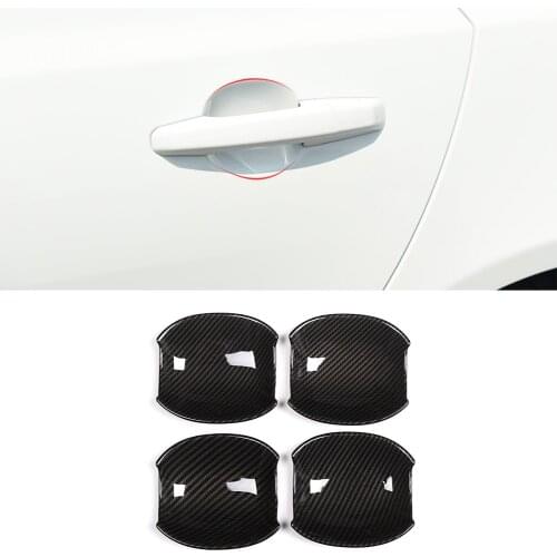 4pcs Carbon Fiber ABS Plastic Stickers Car Door Exterior Handle Bowl Cover Trim for Jaguar XE XF Car Styling Accessories