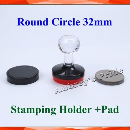 5Pcs Round Circle 32mm Holder Stamp Shell +7mm Rubber Pad Photosensitive Portrait Flash Selfinking Stamping Making Seal