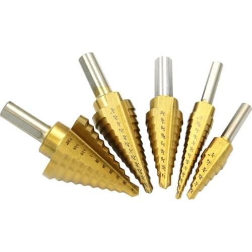 Aluminum box Cloth bag 6PC six-piece pagoda drill bit step drill includ 1/8-1/2 3/16-1/2 1/4-3/4 3/16-7/8 1/4-1-3/8 size