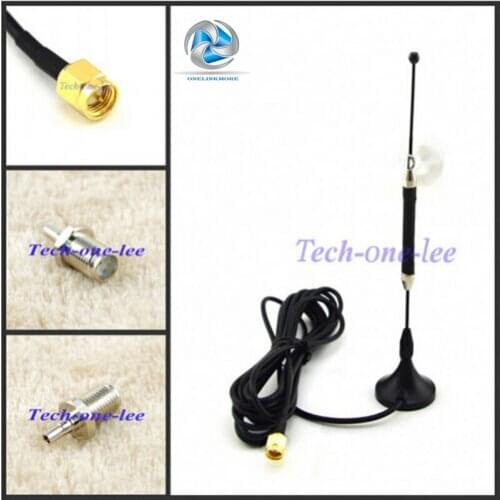 5 piece/lot 4G 10dbi LTE Antenna Aerial 698-960/1700-2700Mhz SMA Male RG174 3M Clear Sucker + Adapter SMA Female to CRC9 Male